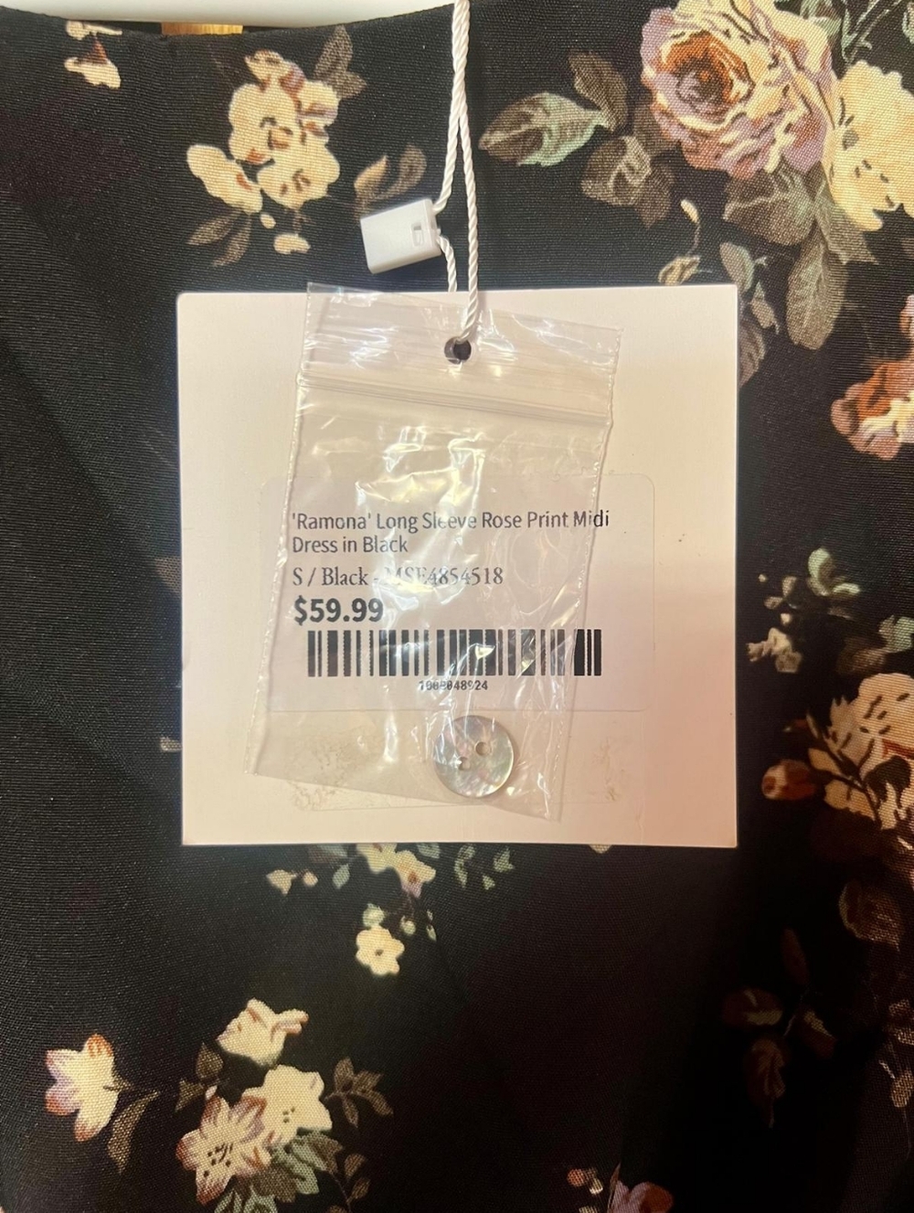 NWT Main Street Exchange Floral Ramona Small long sleeve Dress Tie Waist Modest - Picture 6 of 6
